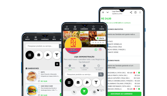 Mockup de celular com cardápio online